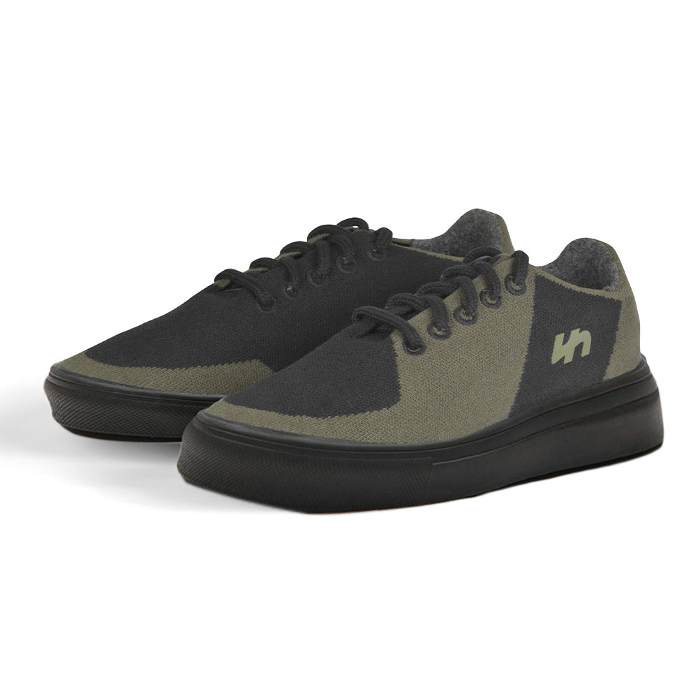 Linen Sneakers Olive-Black (Black Sole) By Flatheads Casual