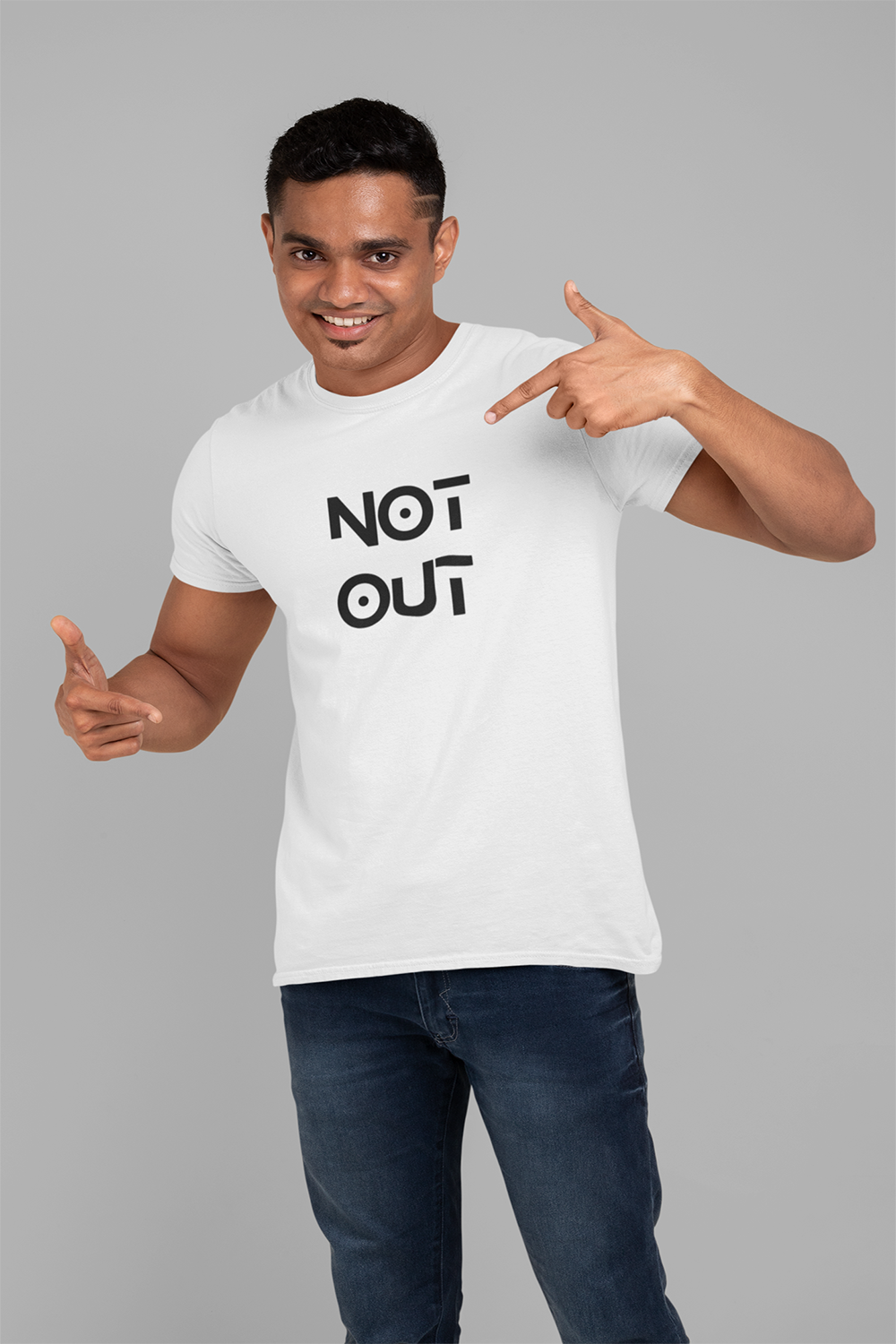 Not Out Graphic Printed White Tshirt