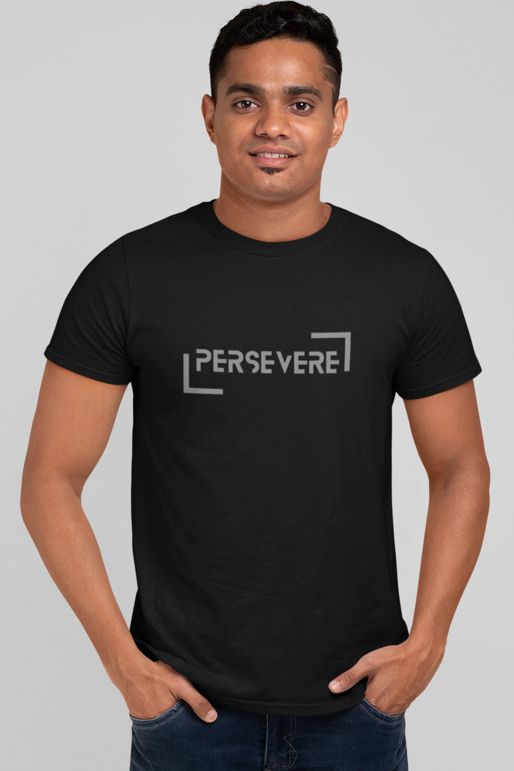 Persevere Print Black Tshirt
