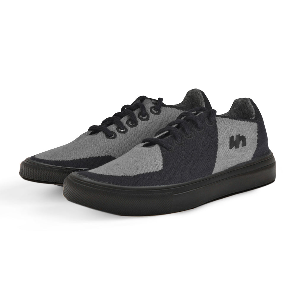Linen Sneakers | Grey-Black (Black Sole) | Men