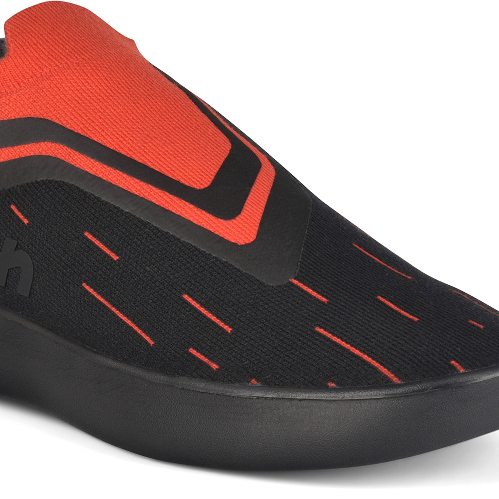 SoftKnit Loafers | Black & Red (Black Sole) | Men