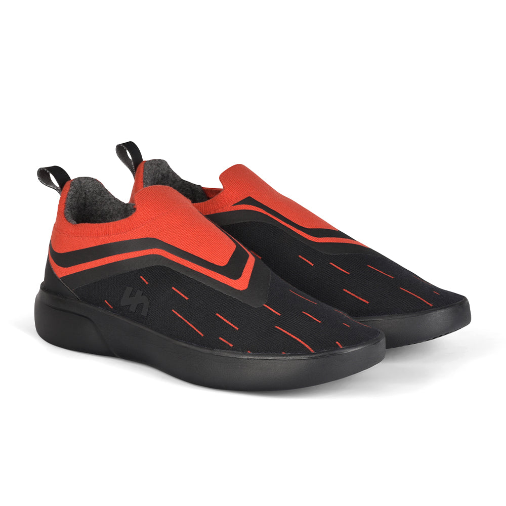 SoftKnit Loafers | Black & Red (Black Sole) | Men