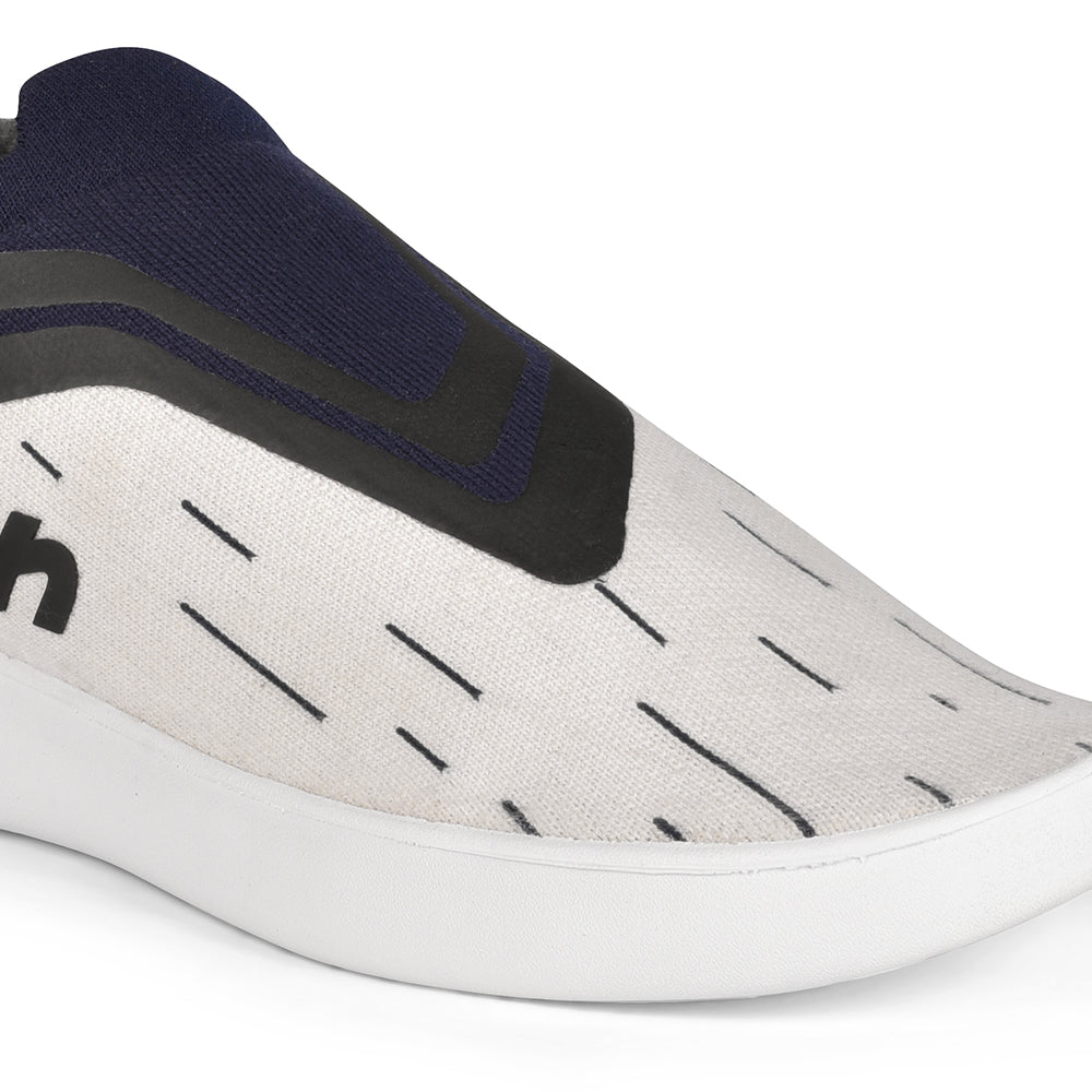 SoftKnit Loafers | White & Navy | Men