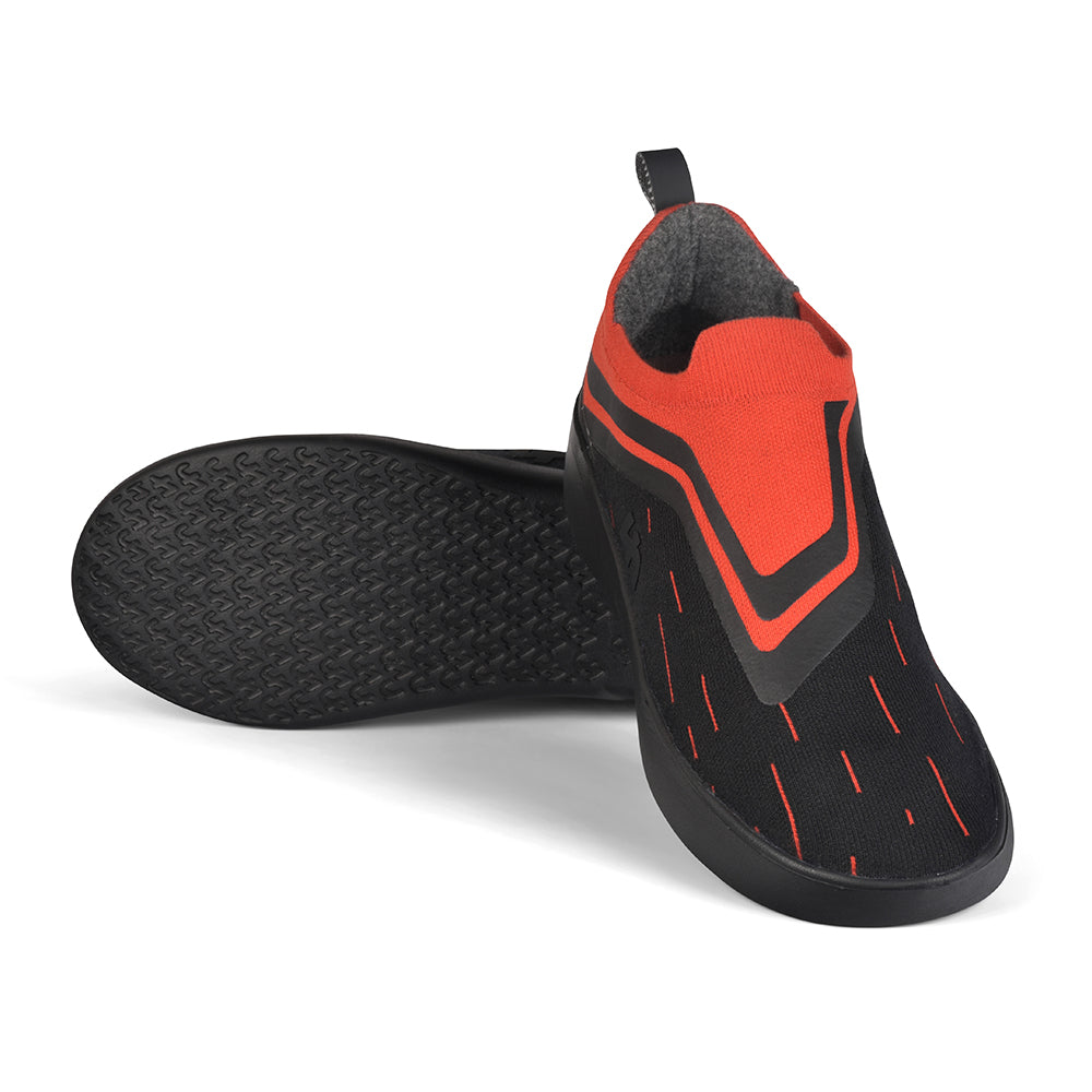 SoftKnit Loafers | Black & Red (Black Sole) | Men